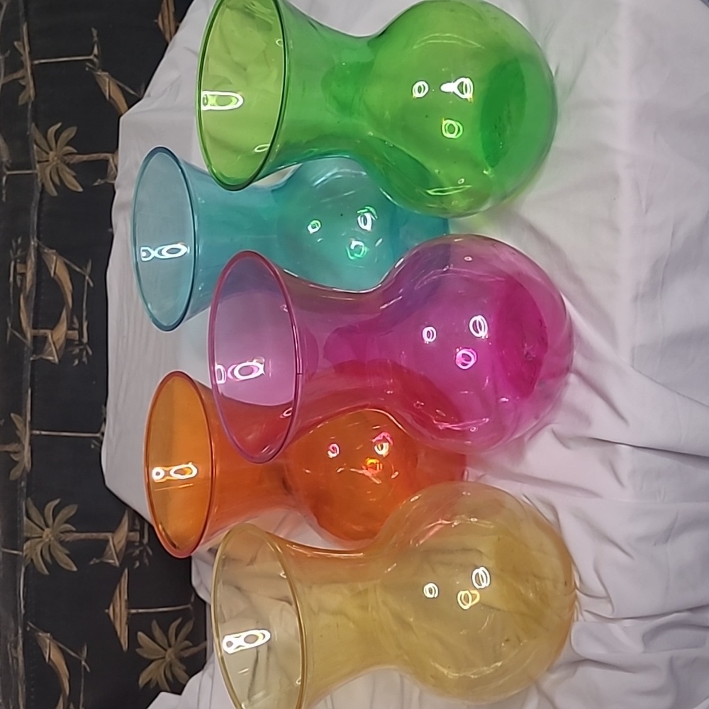 Set of 5 Spring colorful bright plastic vases